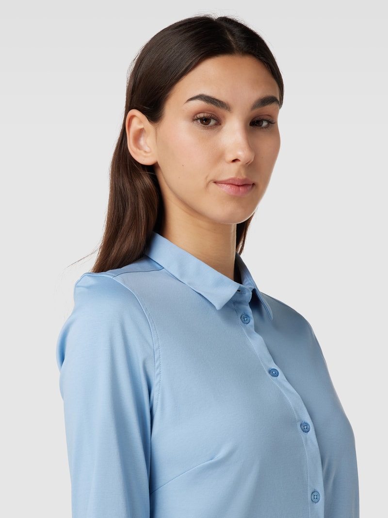 Hemdbluse im unifarbenen Design Modell 'Tina' in blau