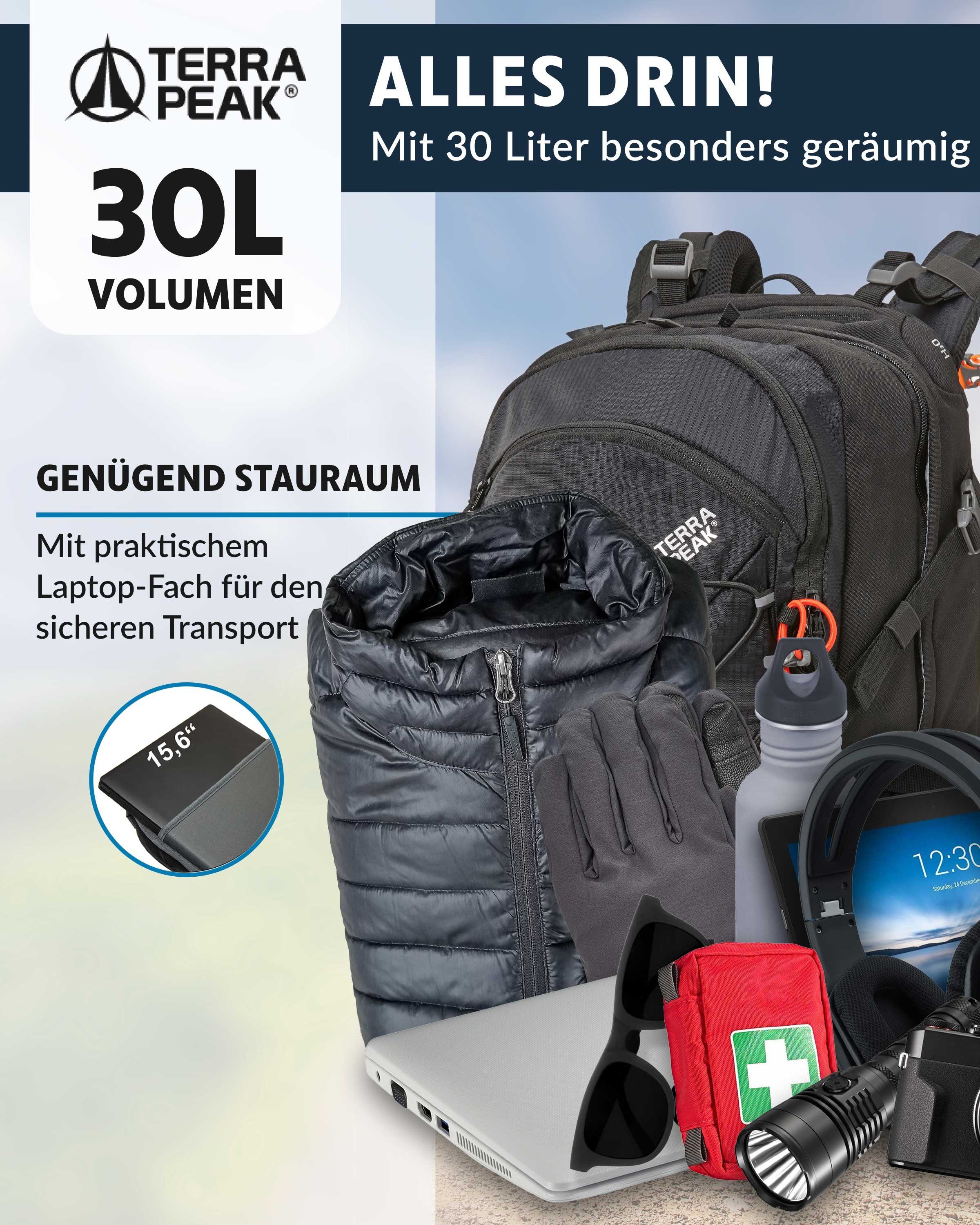 Terra Peak Wanderrucksack Flex 30, 30L mit YKK Reißverschluss Trekkingrucksack mit Hüftgurt