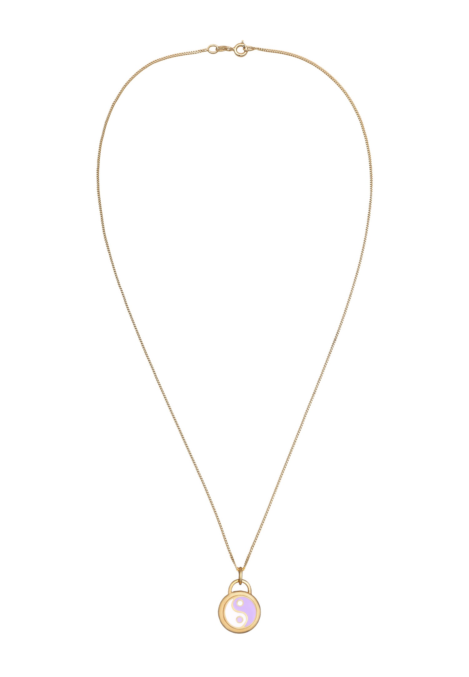 Ciondolo da donna Elli con simbolo Yin e Yang, smaltato, in argento sterling 925 placcato oro.
