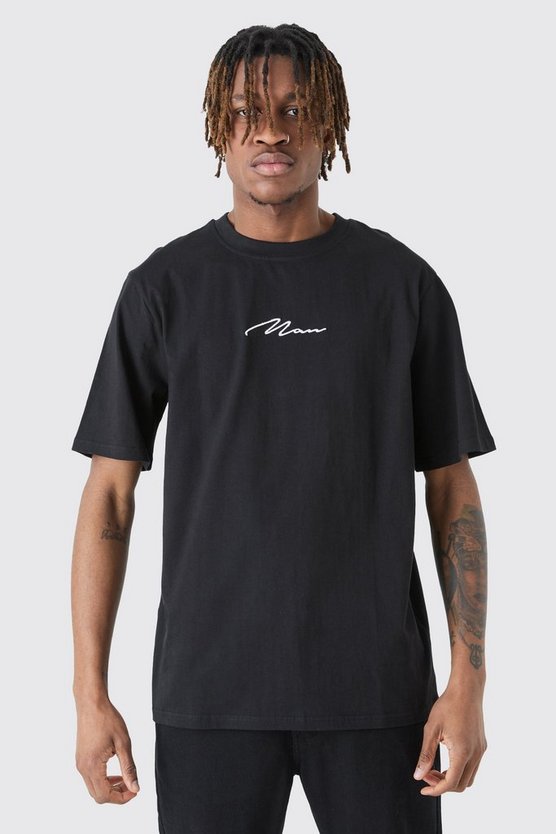 Tall T-Shirt mit Man Signature Stickerei