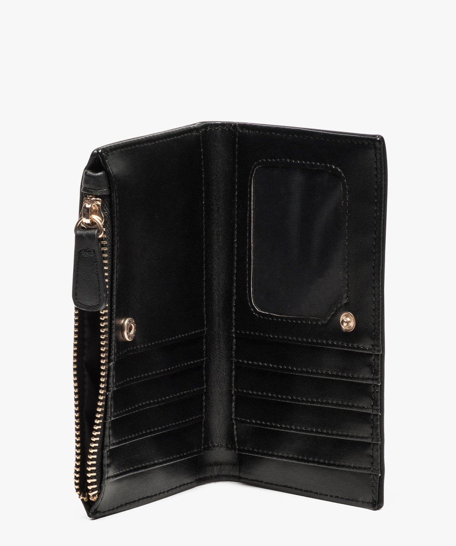 Portefeuille compact multi-compartiments femme noir | GEMO