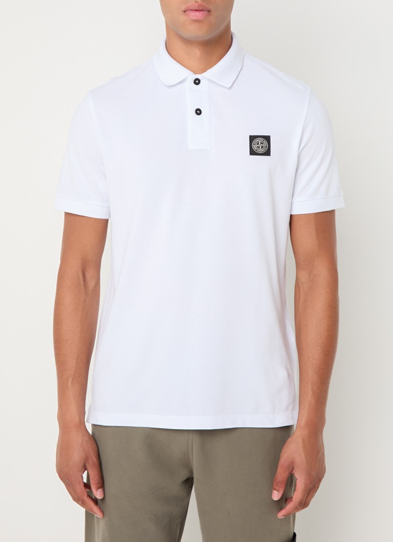 Tricou polo Stone Island 2SC17 cu croială clasică, confecționat din bumbac matlasat și logo.