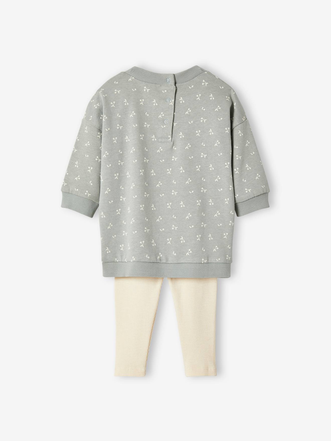 Vertbaudet Baby Set MON TRÉSOR: Kleid & Leggings, personalisierbar Oeko-Tex - aqua