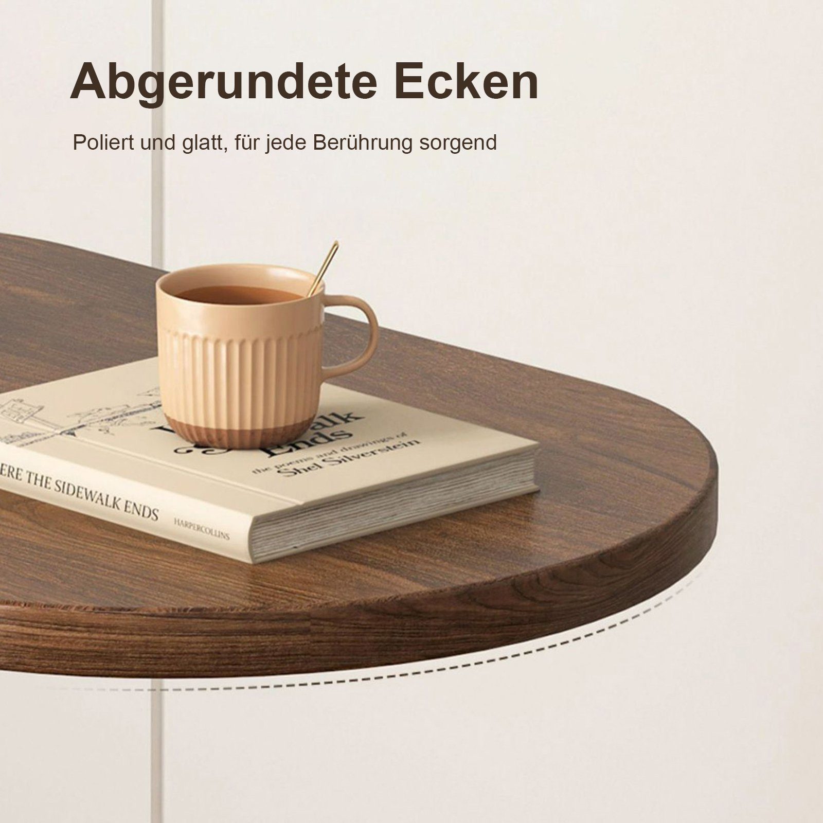 OKWISH Couchtisch Sofatisch Kaffeetisch Teetisch Telefontisch Beistelltisch Nachttisch (45 cm x 30 cm x 63 cm, Ablagetisch elliptisch Wohnzimmertisch Laptoptisch MDF Platte Vintage), Tisch Wohnzimmer Schlafzimmer Arbeitszimmer Küche Balkon Badezimmer
