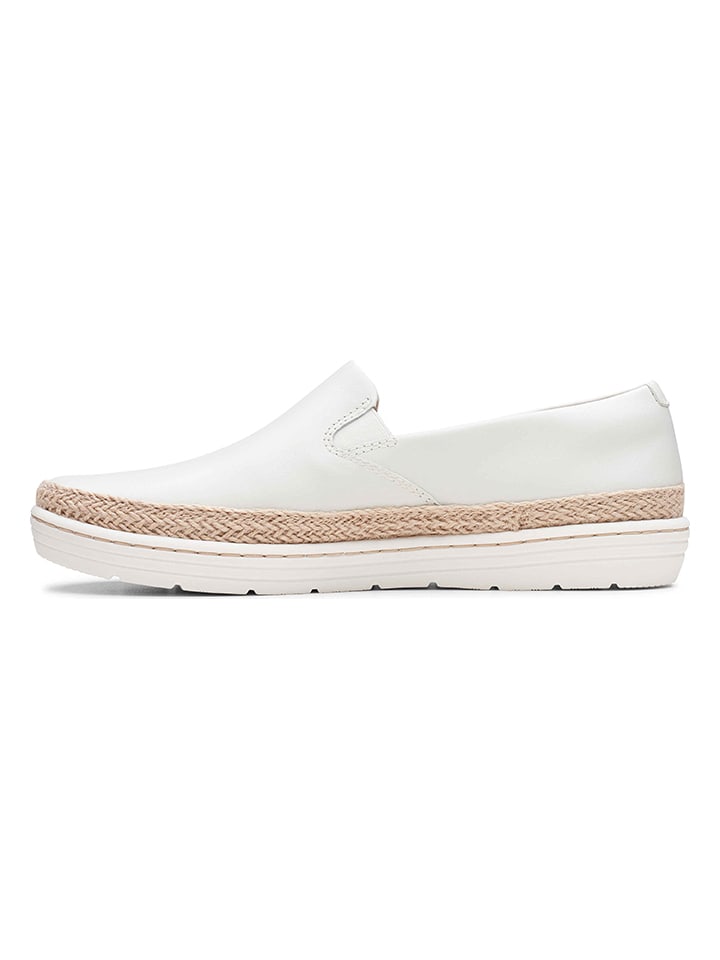 Clarks Leder-Slipper in Weiß günstig kaufen