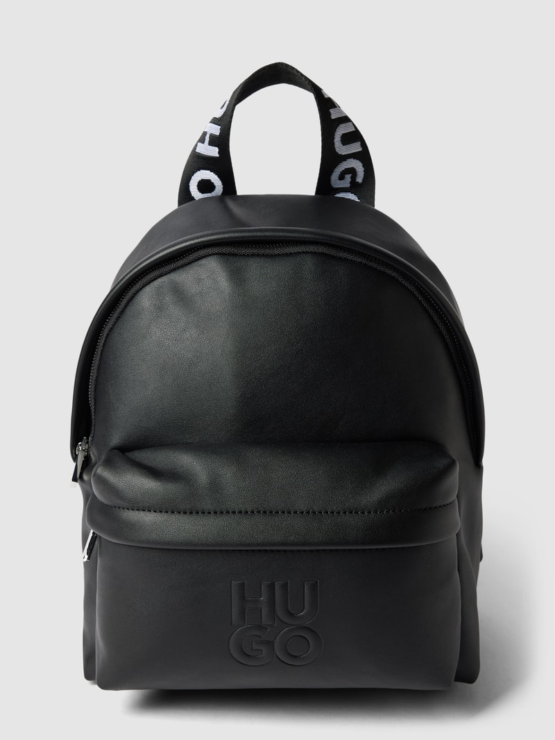 Rucksack mit Label-Prägung Modell 'Bel' in black