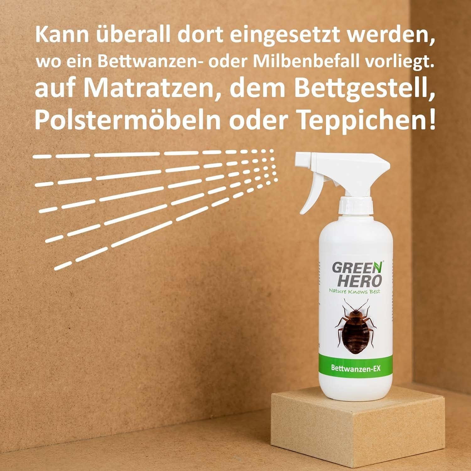 GreenHero Insektenspray Bettwanzen-Ex Spray zur Bettwanzenbekämpfung, 500 ml, Bettwanzen Mittel