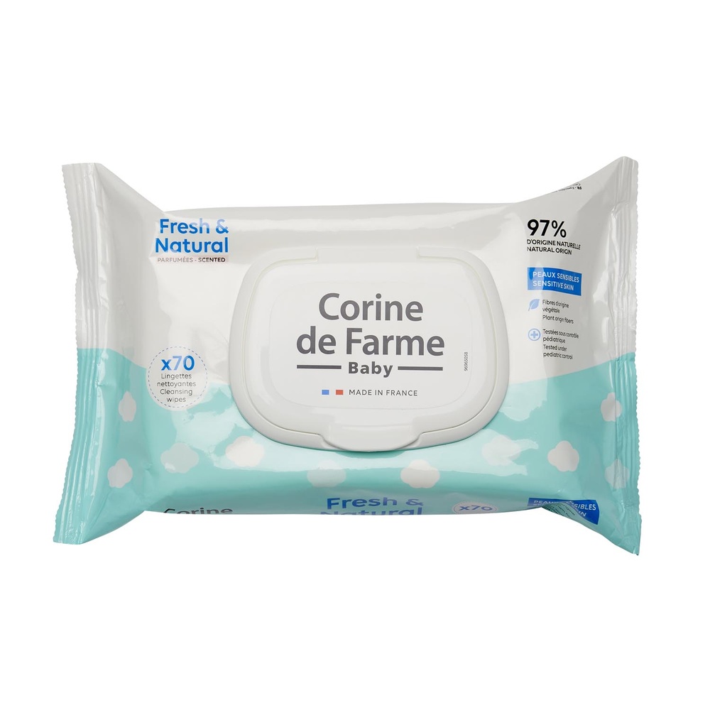 corine de farme Lingettes change Fresh & Natural *70 (fibres biodégradables) Lingettes bébé