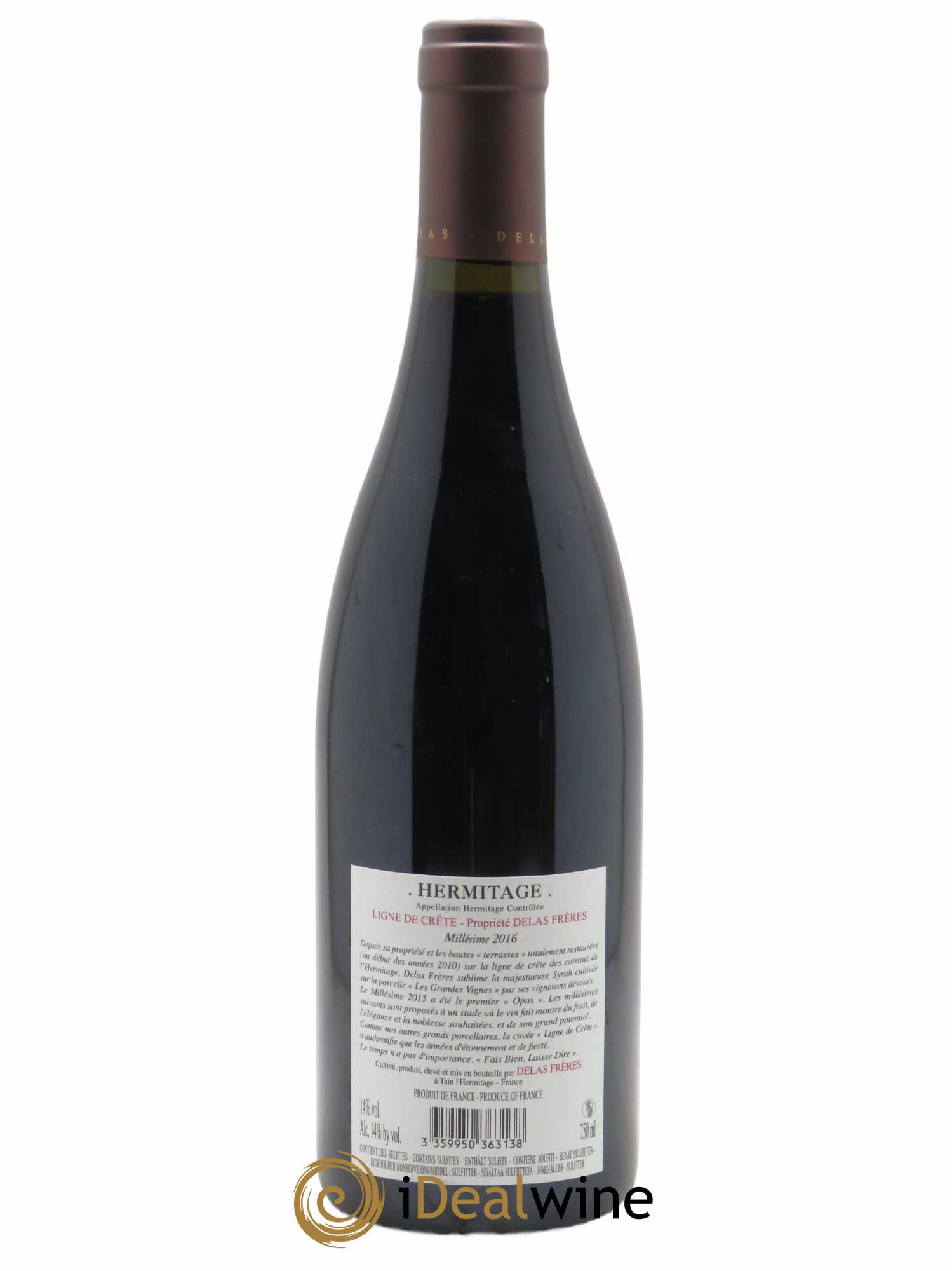 Hermitage Ligne de Crête Les Grandes Vignes Delas Frères (CBO à partir de 3 BTS) 2016 - Lot de 1 Bouteille