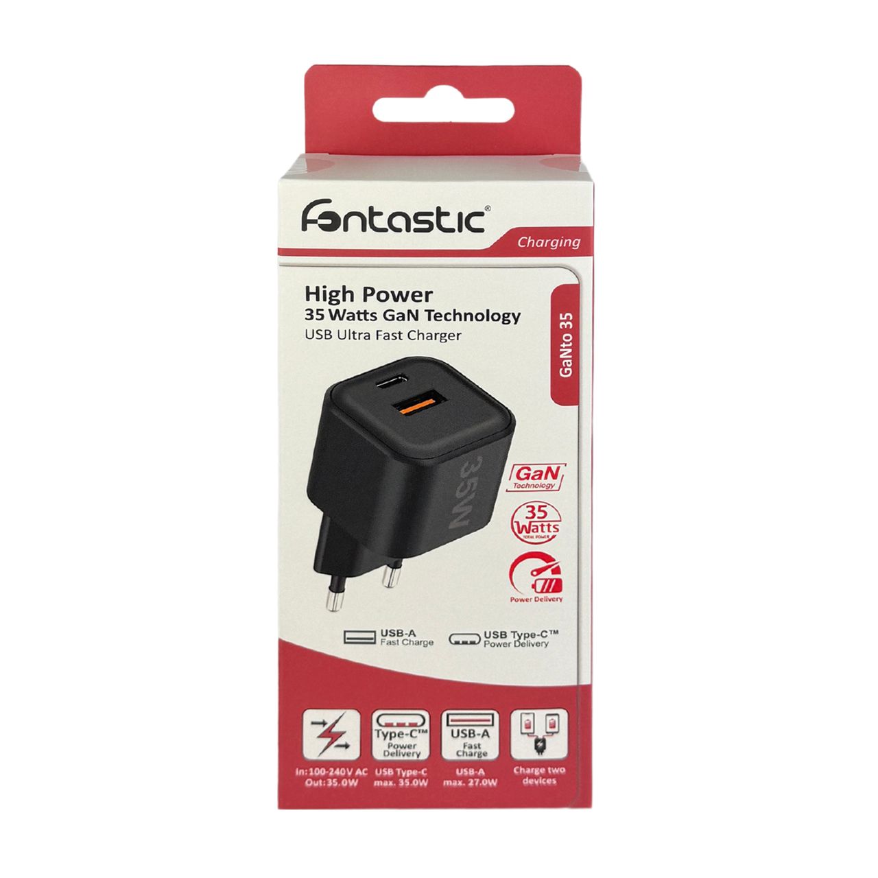 Fontastic Fontastic USB Ultra Schnell-Reiselader Mini GaNto35 schwarz