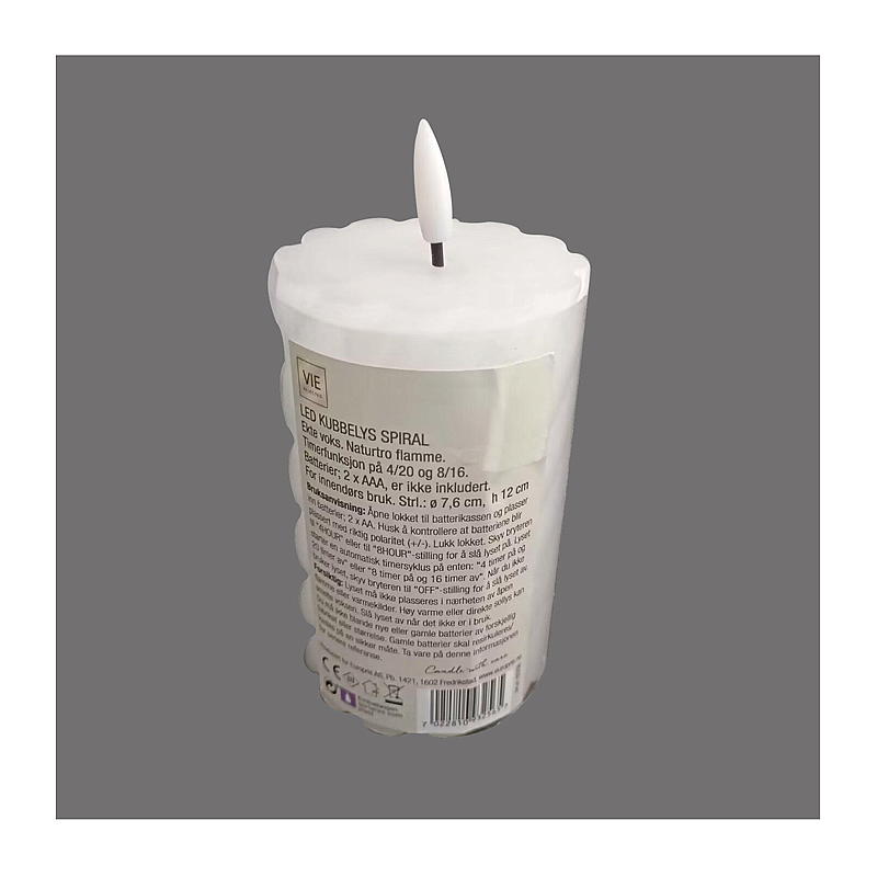 Vie Selected Kubbelys 12 cm ø 7,6 cm LED timer spiral hvit