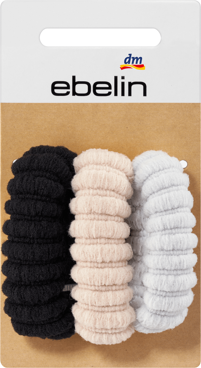 Haargummi gerippt schwarz, beige, grau, 3 St