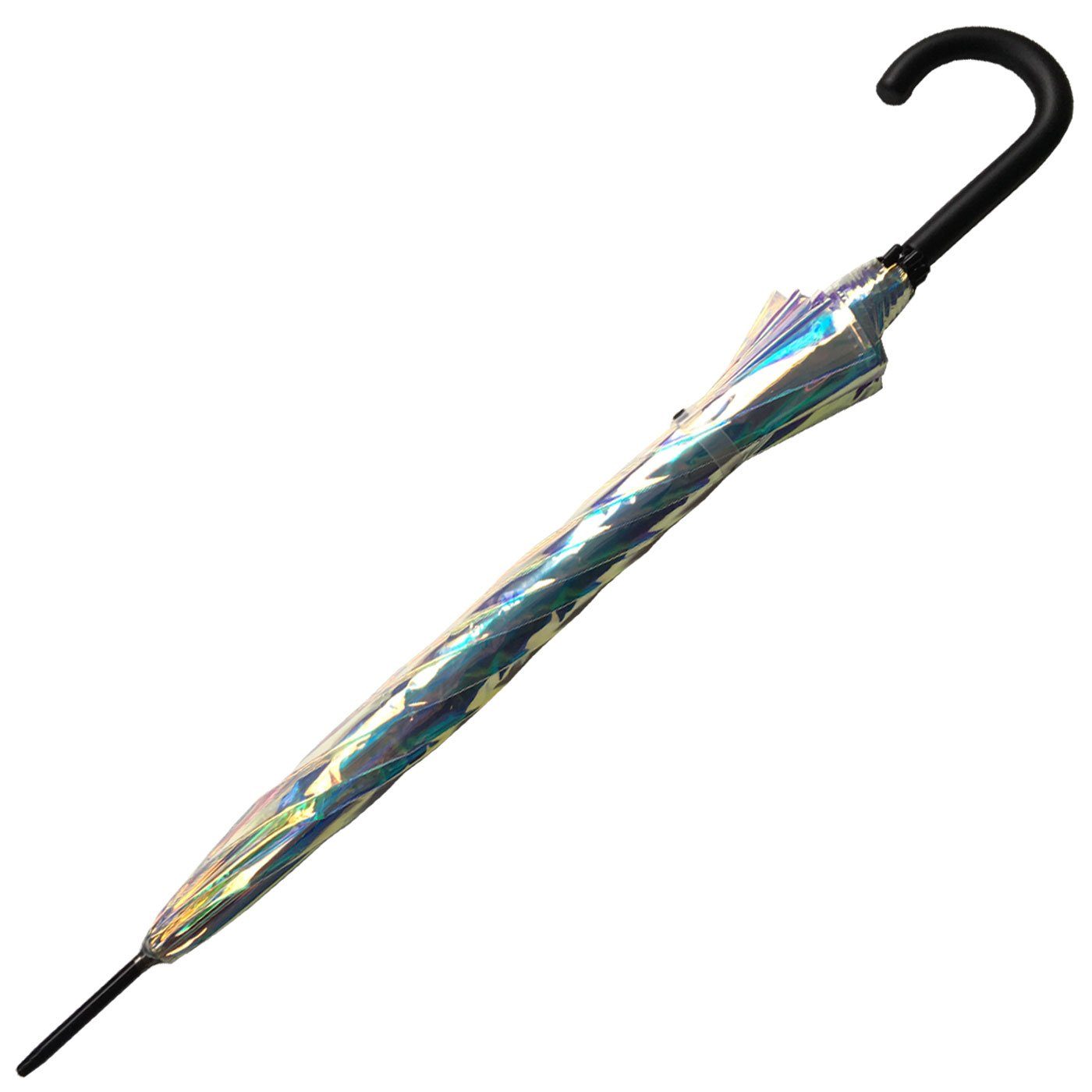 HAPPY RAIN Stockregenschirm Glockenschirm Shiny mit Automatik transparent, schimmert wie Perlmutt