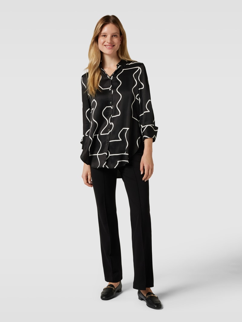 Bluse mit Allover-Muster in schwarz