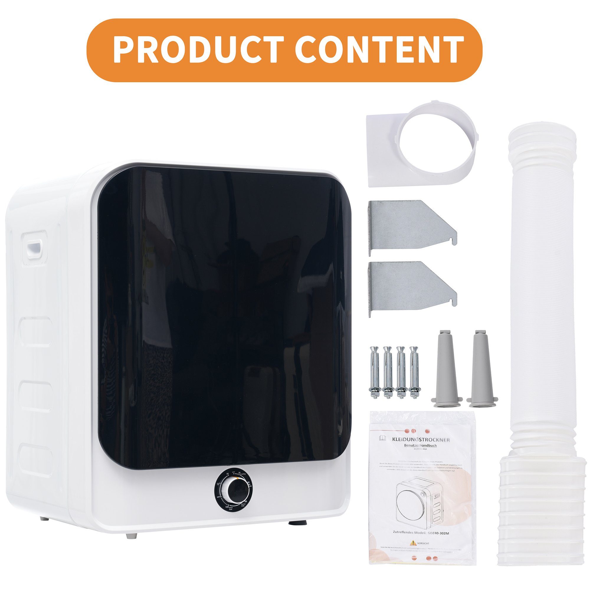 Ulife Ablufttrockner Abgastrockner, Edelstahltrockner,Wäschetrockner,[Energieklasse C], 3 kg, weiß,tatsächlich bis 4,5kg,830W,Mehrfachfiltration