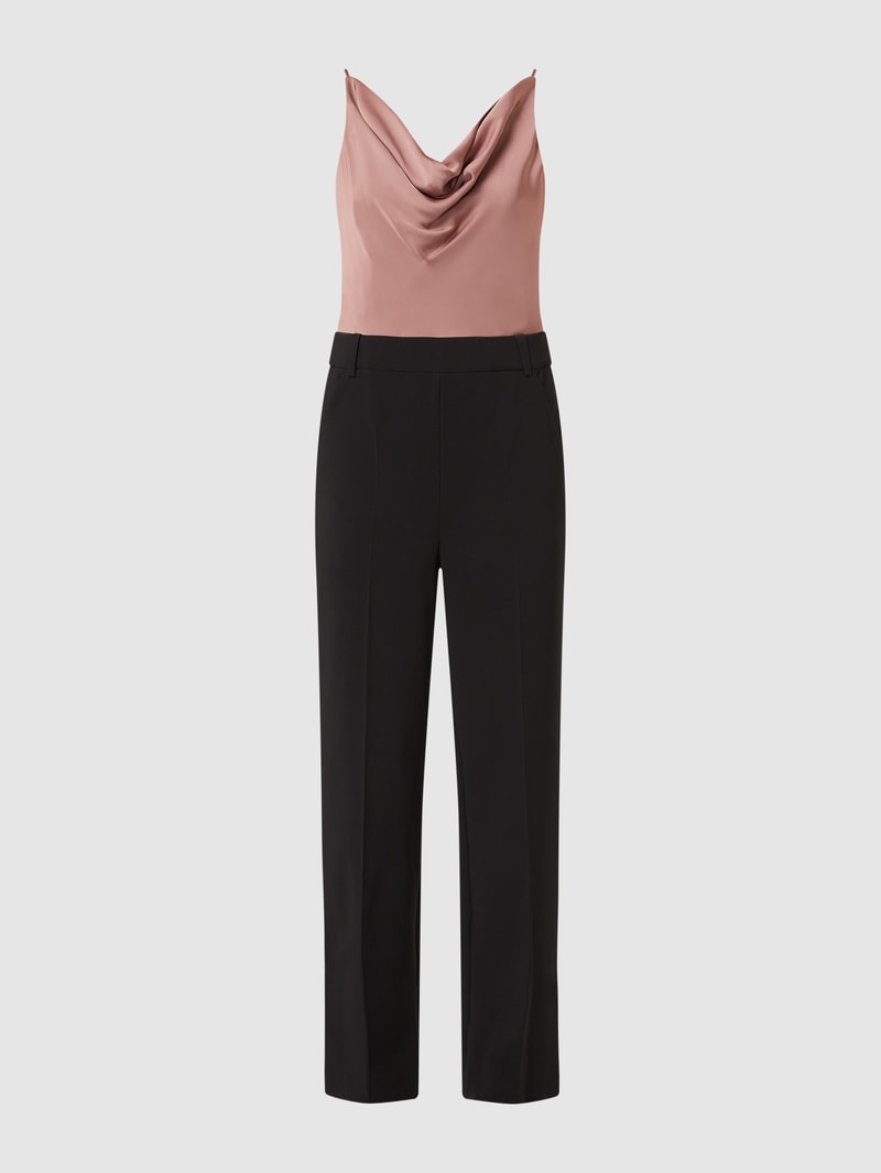 Jumpsuit mit Wasserfall-Ausschnitt in schwarz