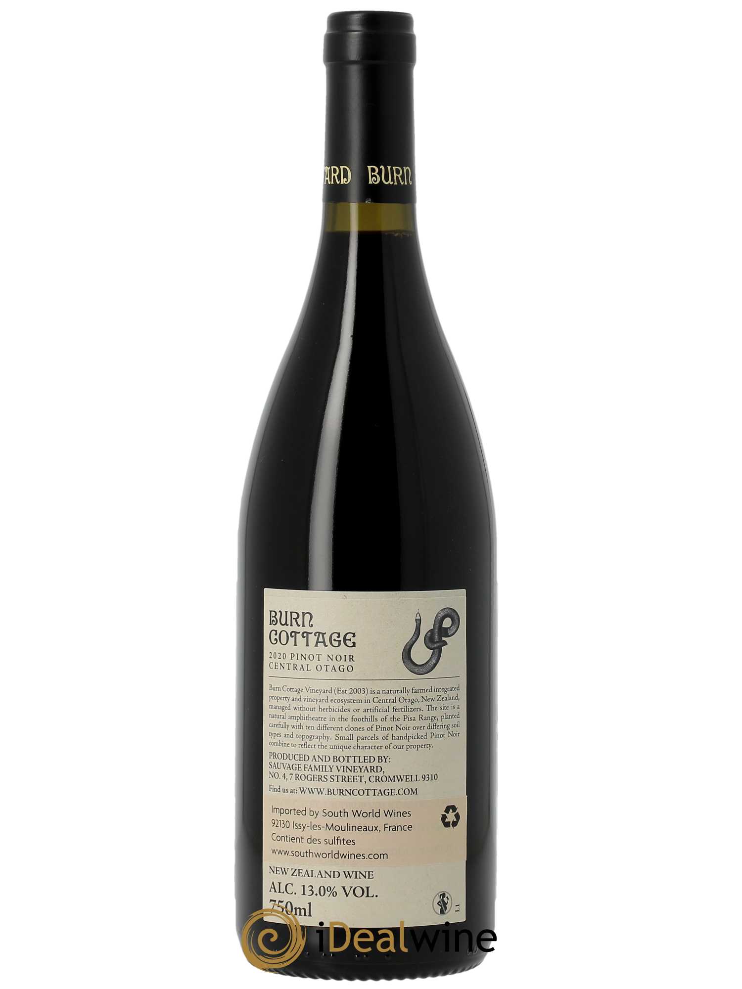 Central Otago Burn Cottage Vineyard Pinot Noir  2020 - Lot de 1 Bouteille
