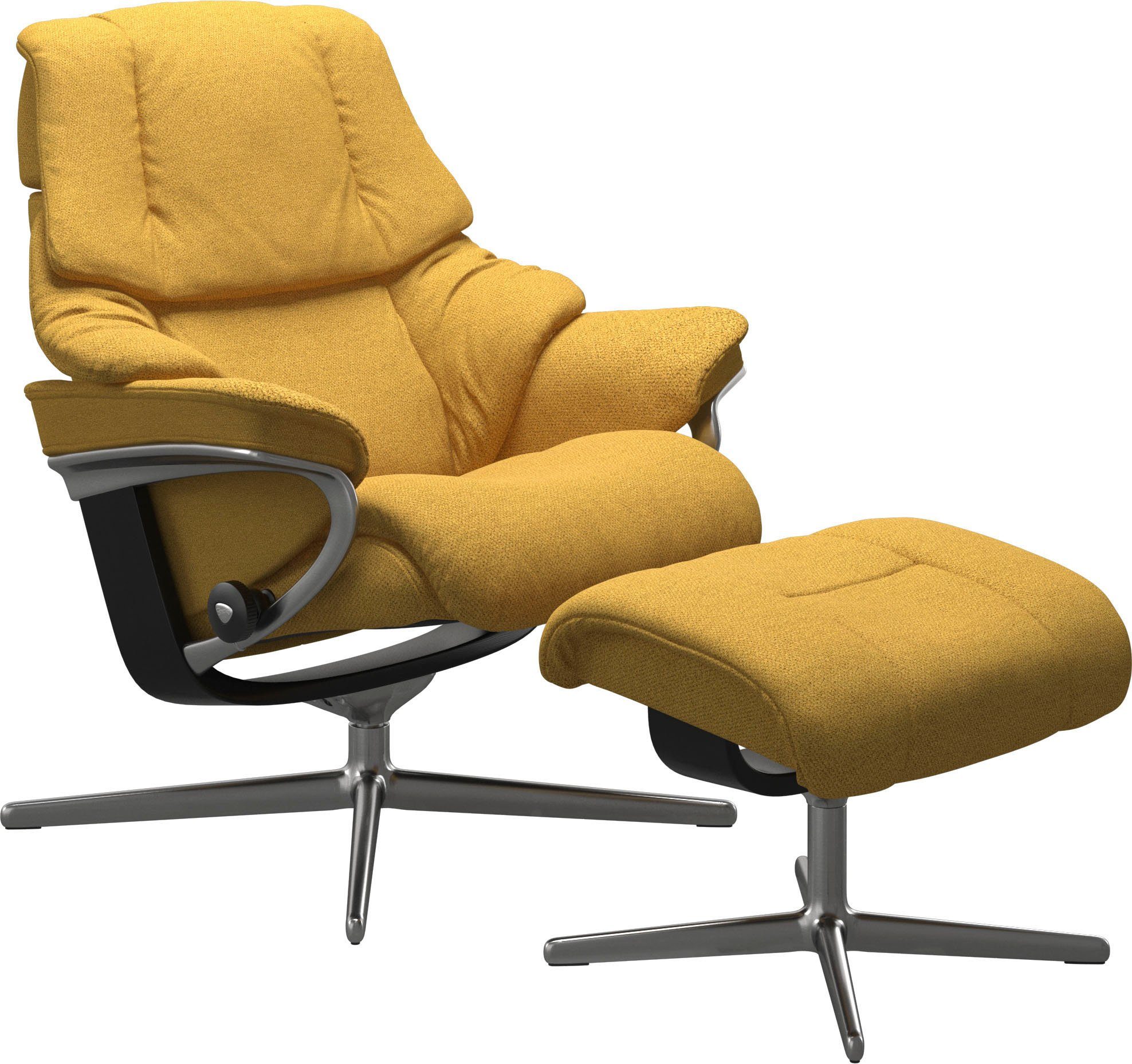 Stressless® Relaxsessel Reno (Set, Relaxsessel mit Hocker), mit Hocker, mit Cross Base, Größe S, M & L, Holzakzent Schwarz