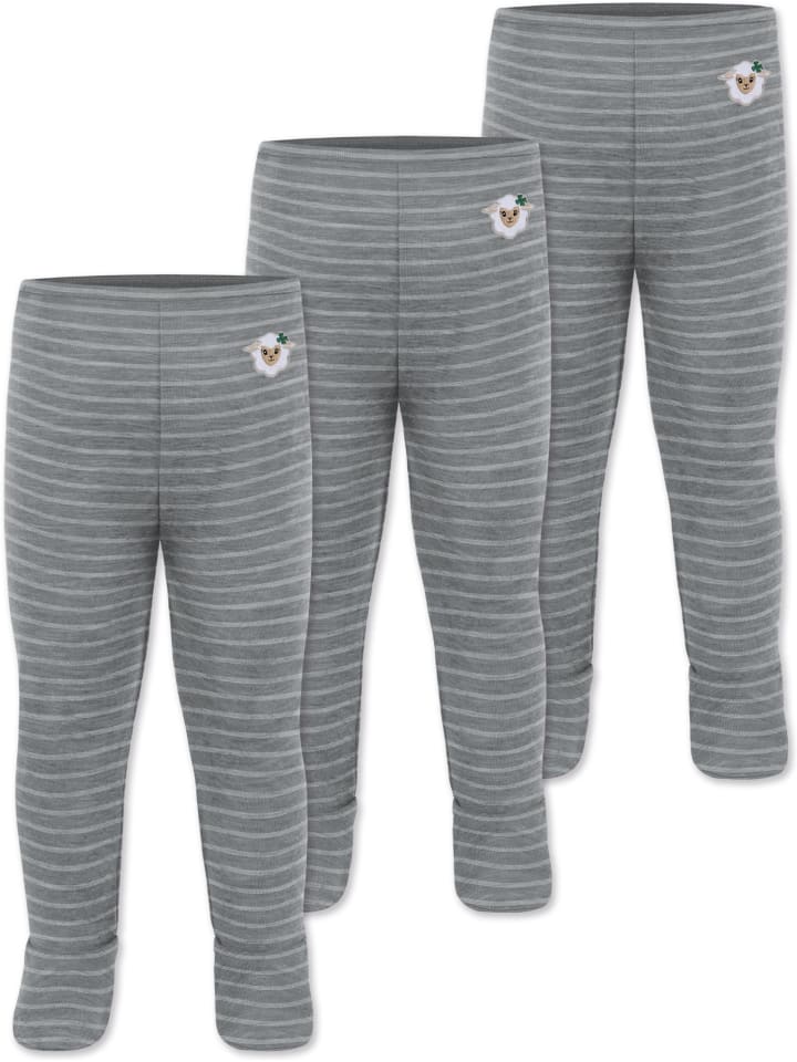 Normani Outdoor Sports 3er Pack Baby Merino Hose mit Füßen in Grau gestreift günstig kaufen