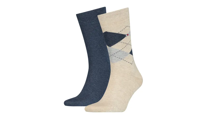 TOMMY HILFIGER Herren Socken Check 2er Pack beige melange