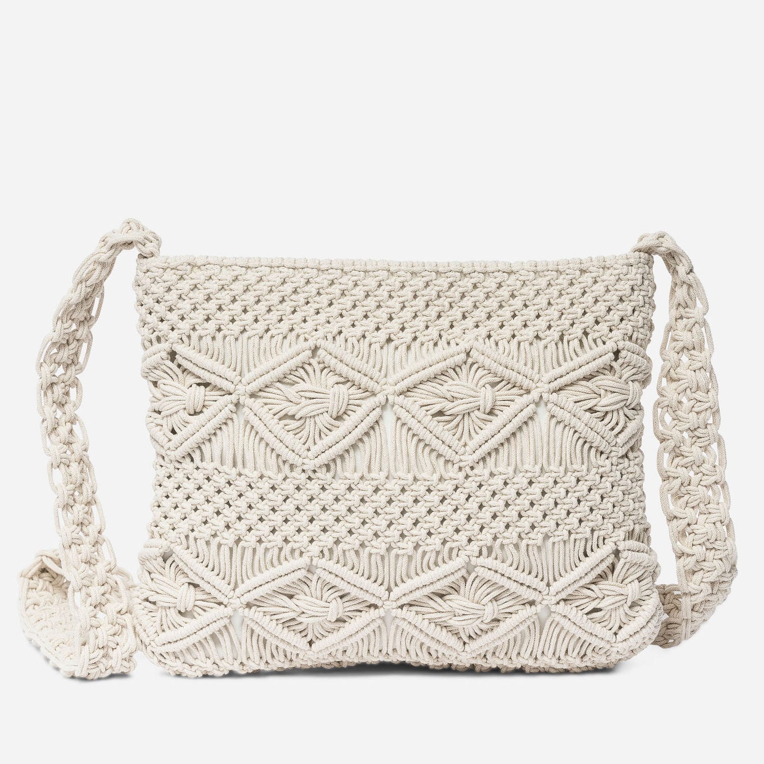 Sac bandoulière TEXTO beige en macramé