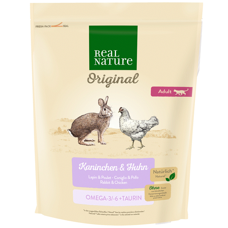 REAL NATURE Trockenfutter REAL NATURE Original Adult 300g Kaninchen & Huhn