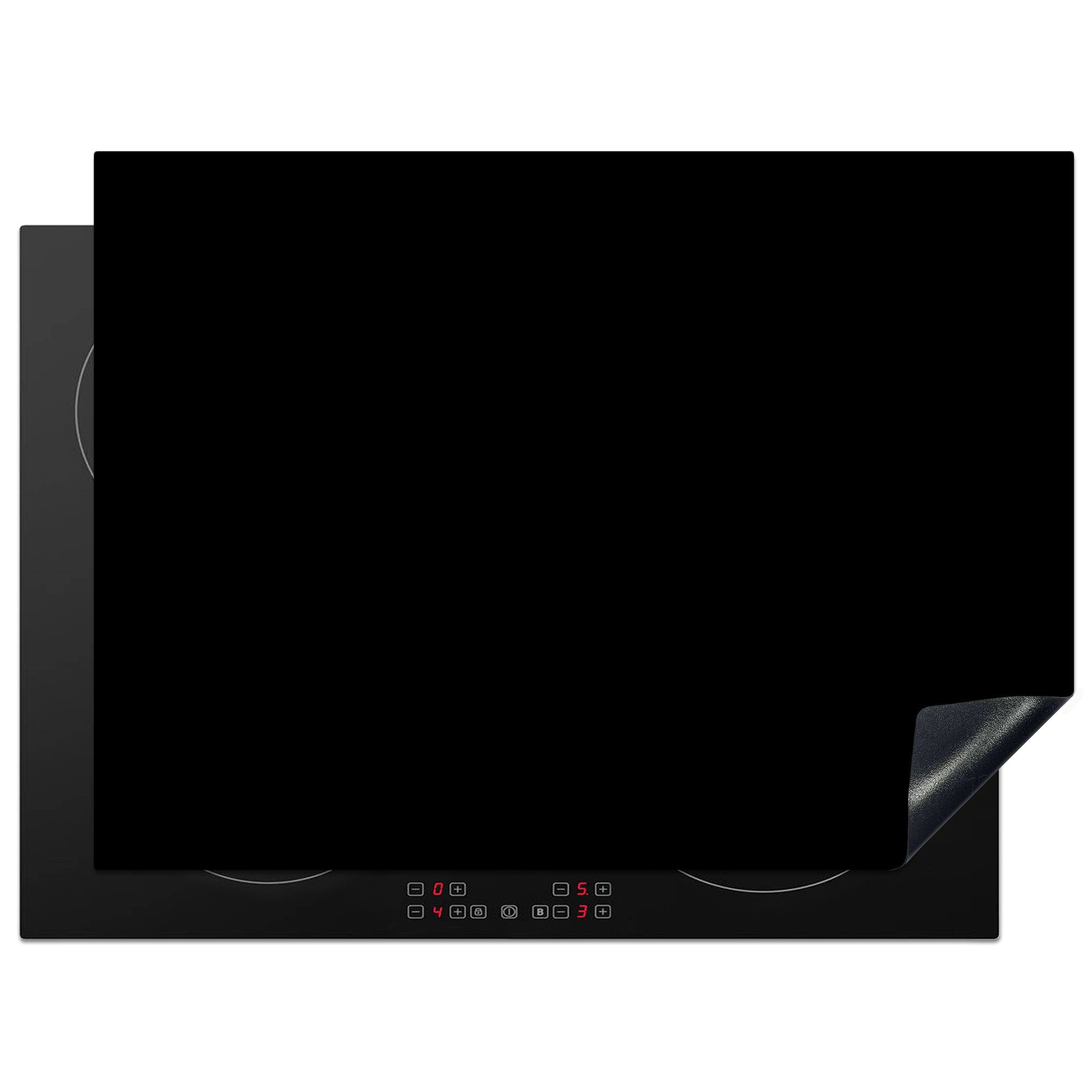MuchoWow Herdblende-/Abdeckplatte Schwarz - Einfarbig, Vinyl, (1 tlg), 70x52 cm, Mobile Arbeitsfläche nutzbar, Ceranfeldabdeckung