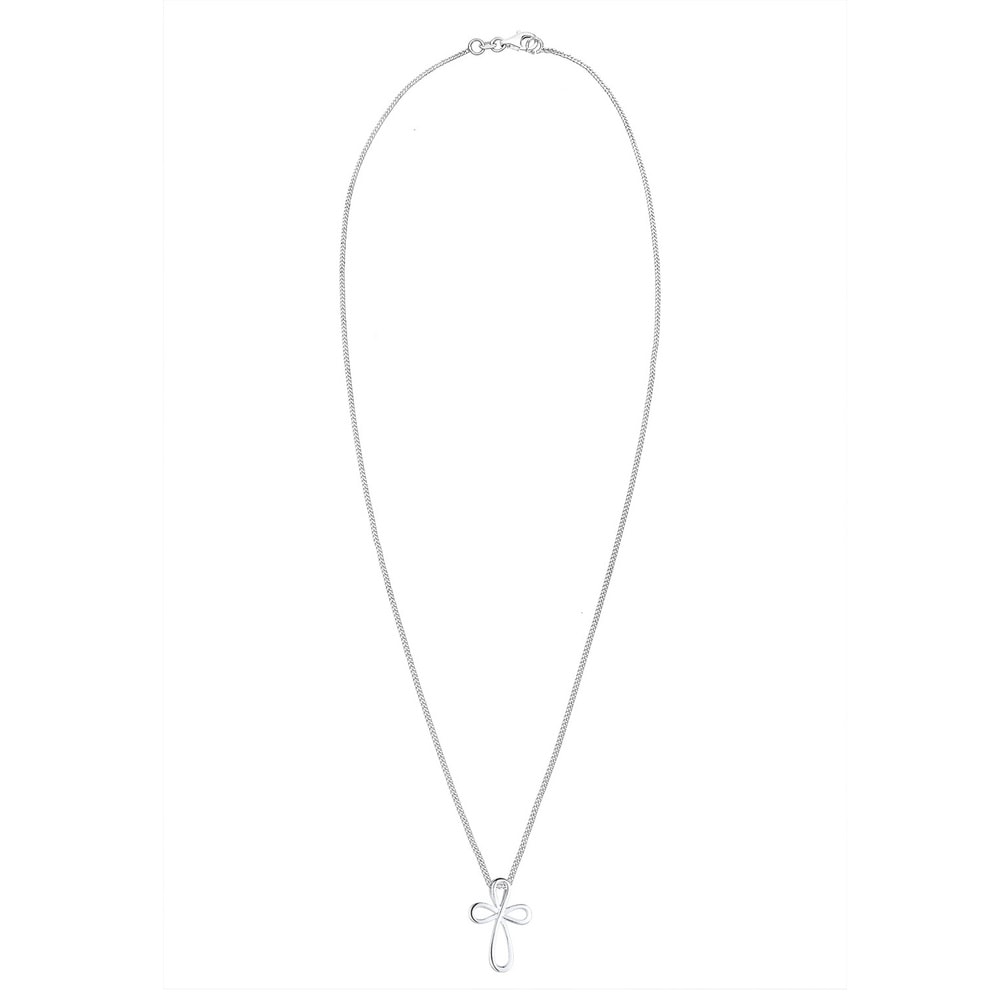 Elli Elli Collier Femme Pendentif Croix Moderne en Argent Sterling 925 Bijoux
