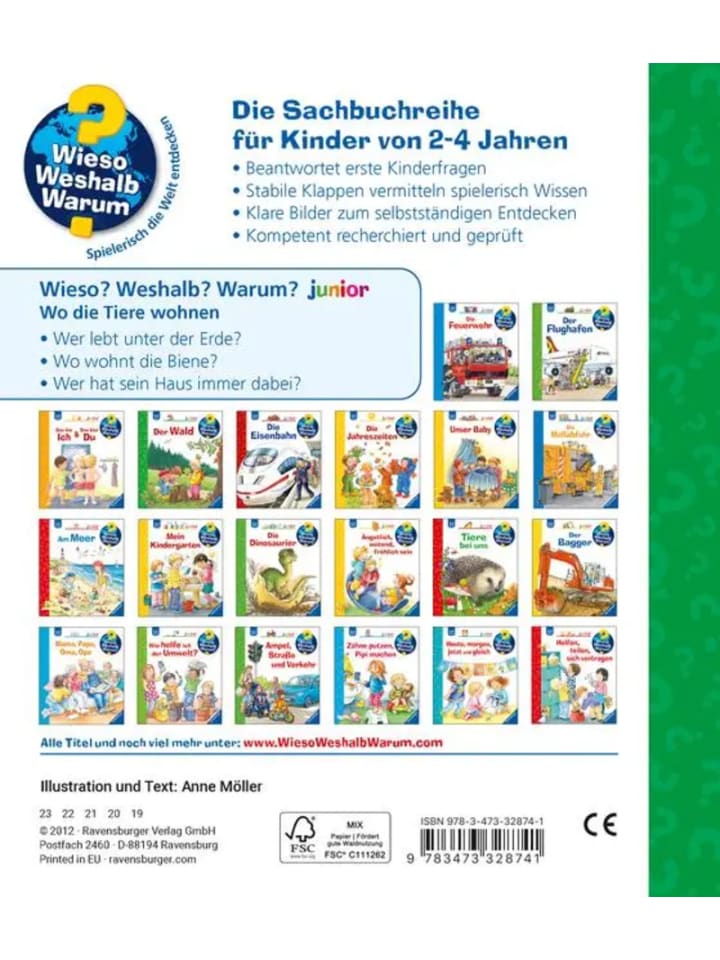 Ravensburger Wieso? Weshalb? Warum? junior, Band 46: Wo die Tiere wohnen günstig kaufen onesize