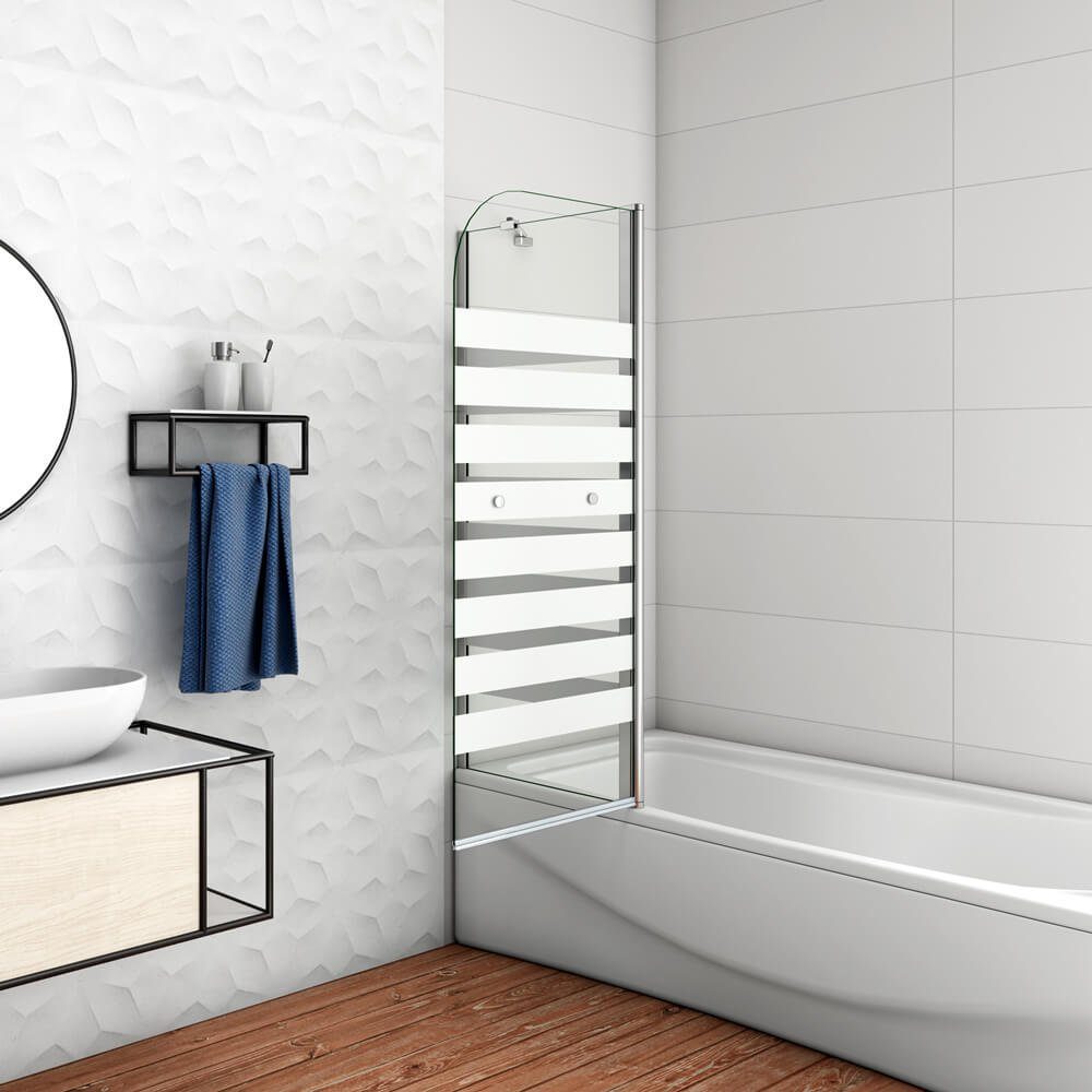 duschspa Badewannenaufsatz Drehwand Badewannenaufsatz Duschabtrennung Trennwand mit Querstreifen, Einscheibensicherheitsglas, (Set), Breite 120cm, Höhe 140cm