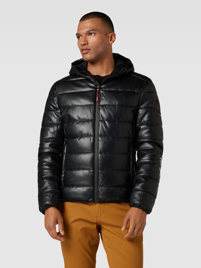 Steppjacke in Leder-Optik in schwarz