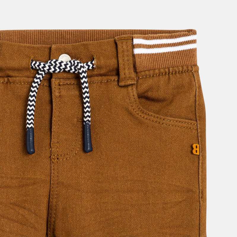 Pantalon denim taille élastiquée marron bébé garçon