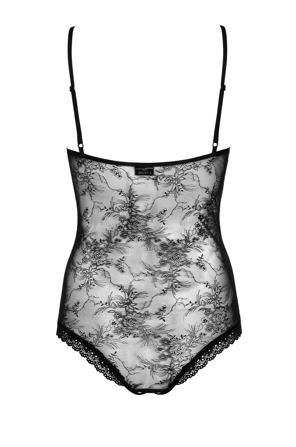 Obsessive Body Open Body Slevika schwarz offen transparent mit Spitze