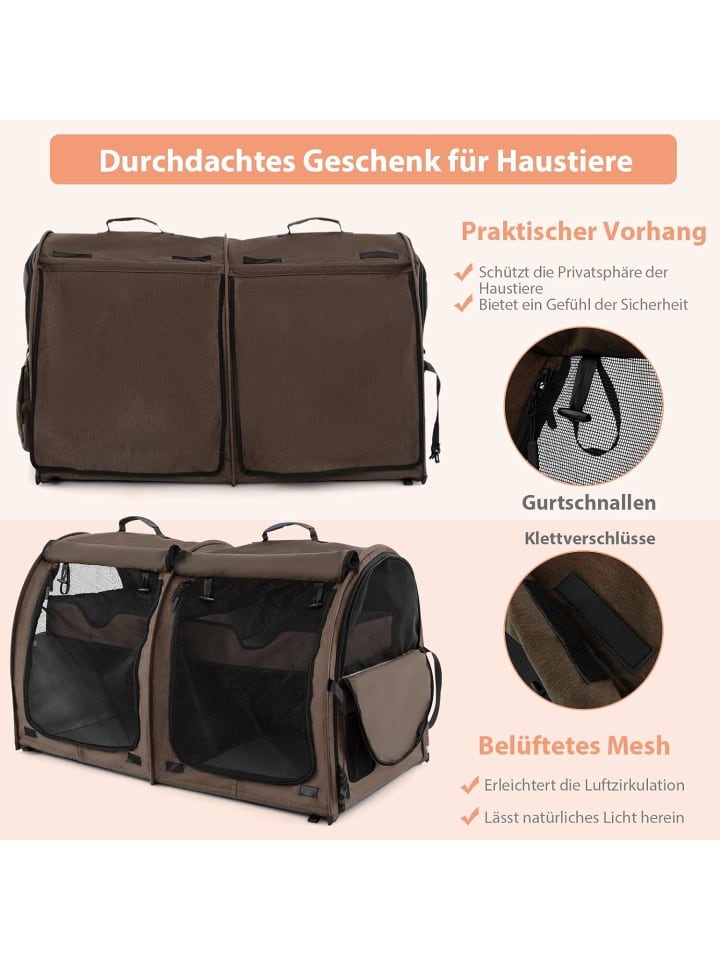 COSTWAY Hunde-Transportboxen in Braun günstig kaufen 100 cm