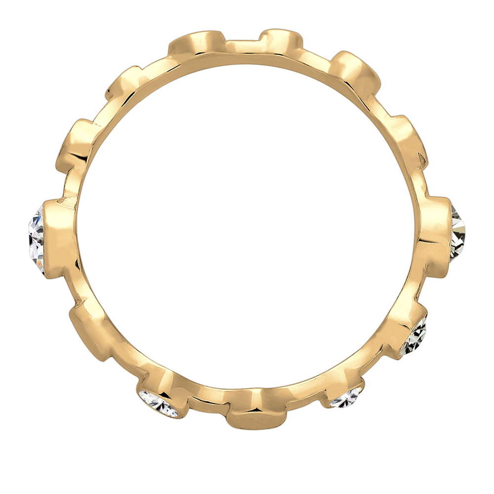 Elli Elli Bague Rond Cercle Geo Cristaux Bague Femme - Plaqué Or Argent (925/1000) Bague