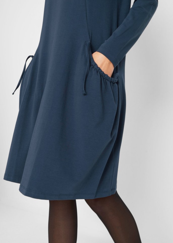 Oversize-Baumwoll-Kleid mit Taschen, knieumspielend