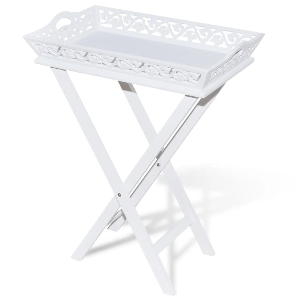 vidaXL Beistelltisch Serviertisch/Beistelltisch mit Tablett Weiß (1-St)