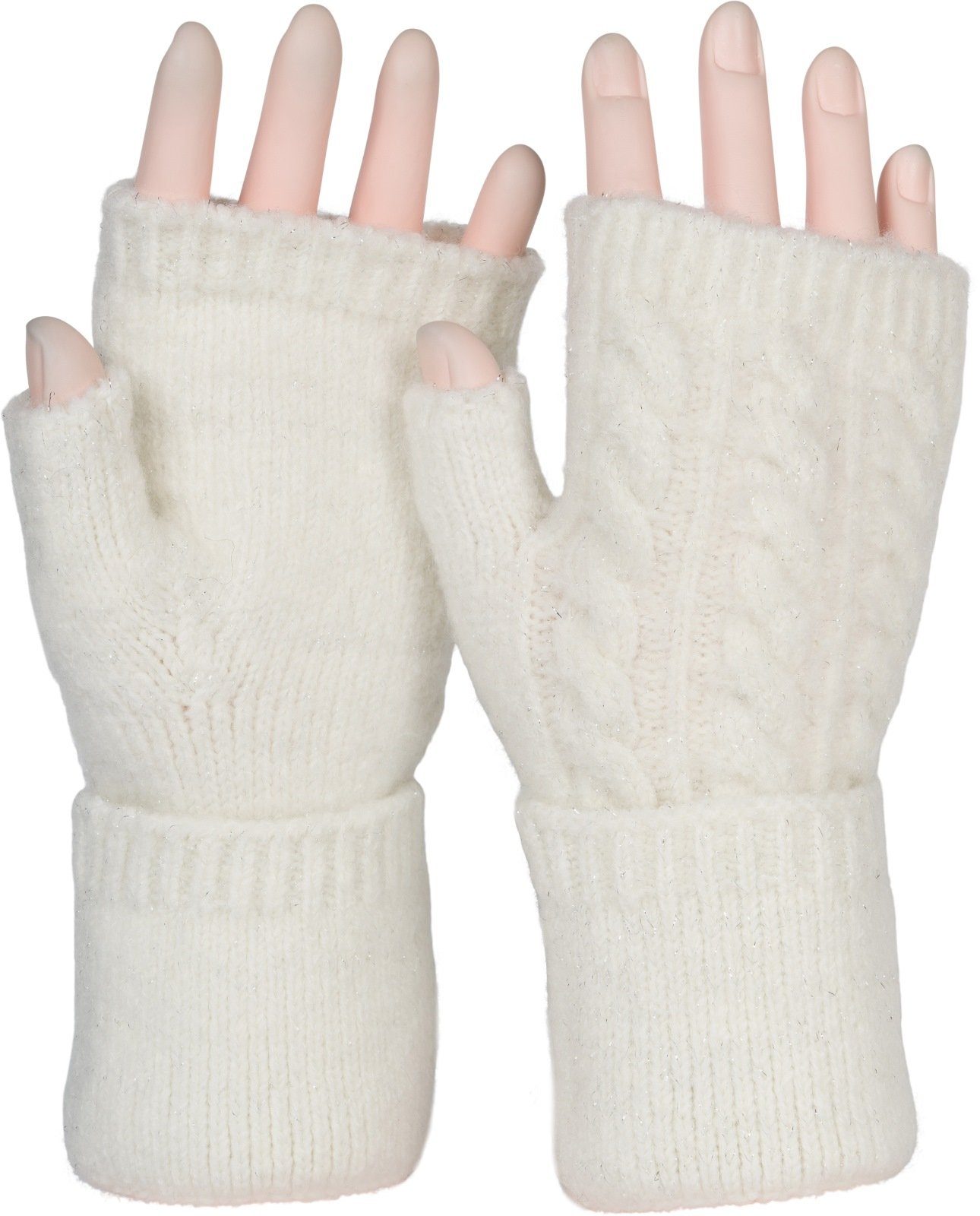 styleBREAKER Strickhandschuhe Fingerlose Strickhandschuhe Zopfmuster