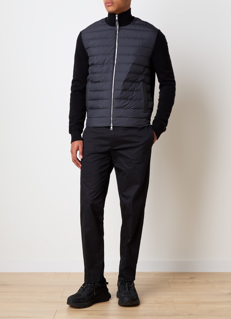 Cardigan Moncler fin țesut, cu față matlasată, din amestec de cașmir.