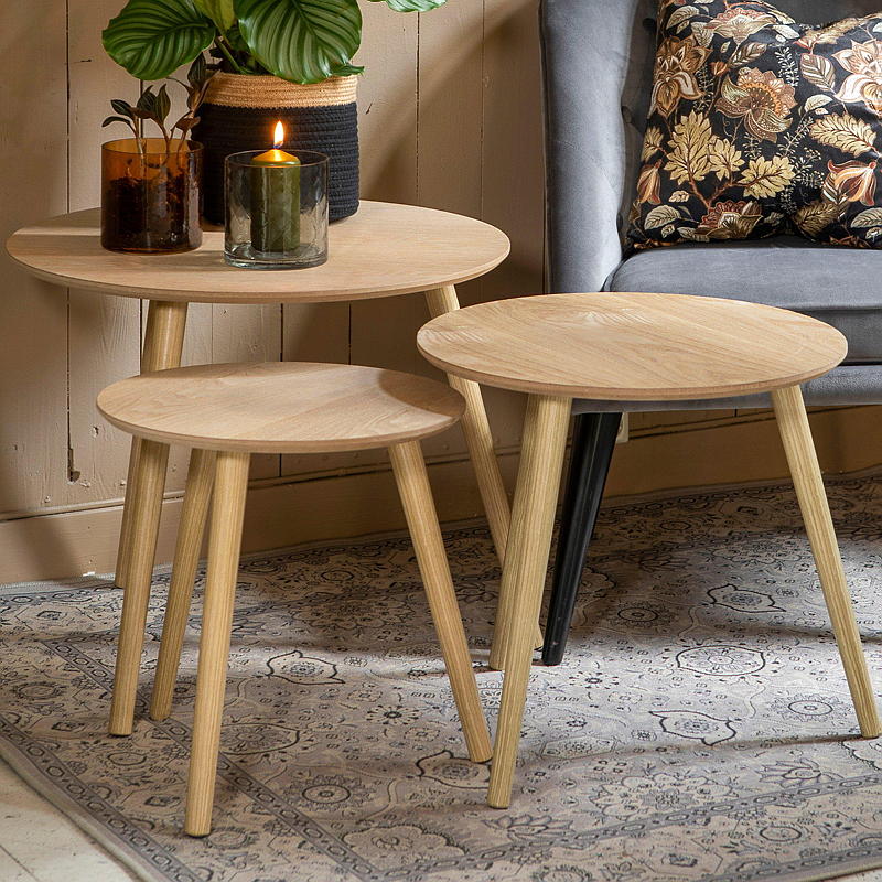 Home Bord s/3 ø 60/48/40 cm mdf ask
