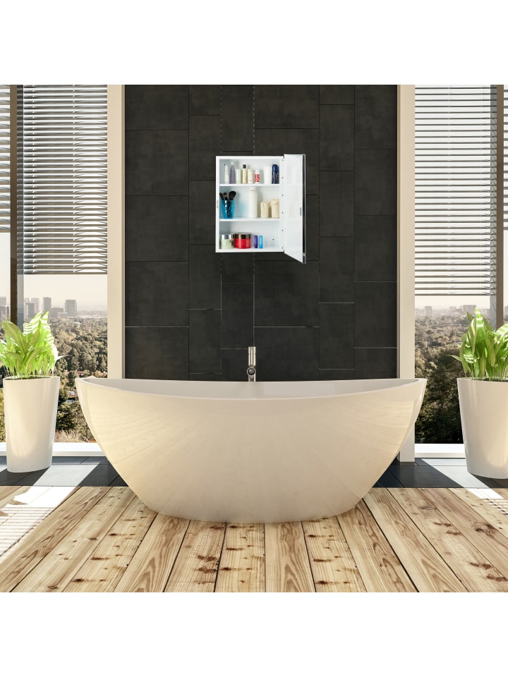 relaxdays Spiegelschrank in Weiß - (B)40,5 x (H)56 x (T)12,5 cm günstig kaufen onesize