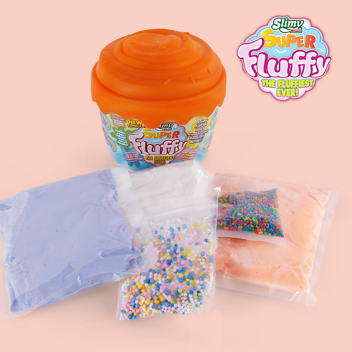 SLIMY® Super Fluffy 300g Spielmasse im Cup Cake-Becher - der flaumigste Original Slimy Slime, lustig duftende Schleim Knete für Kinder