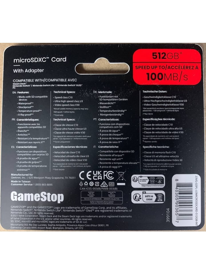 SanDisk Gamestop microSDXC 512GB Speicherkarte Kamera Drohne Handy günstig kaufen onesize