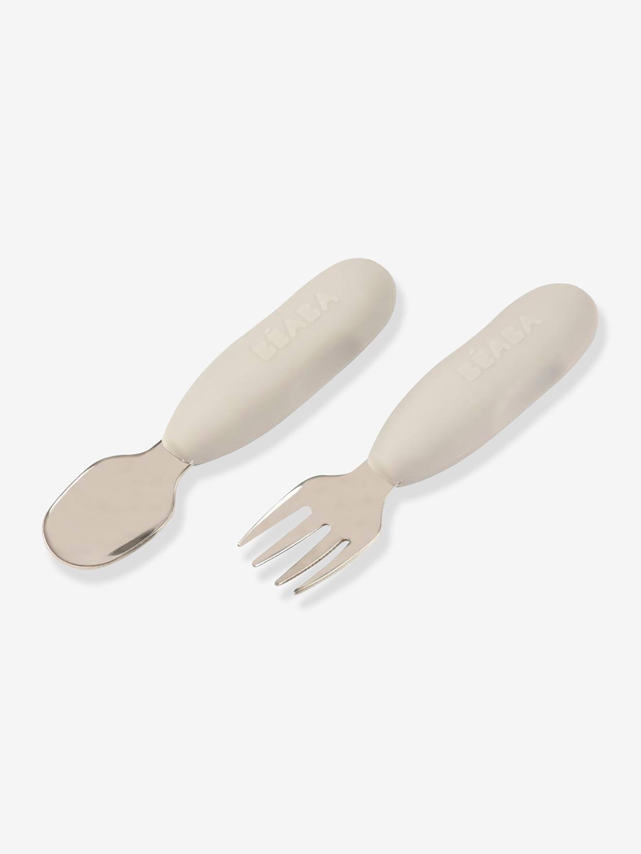 Beaba 2er-Set Baby Esslern-Besteck BEABA ab 10 Monaten - grau