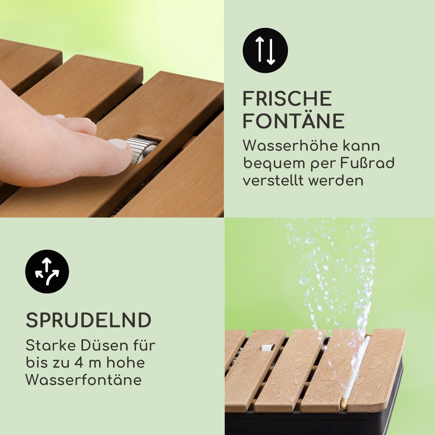blumfeldt Gartendusche Sumatra Breeze Square Gartendusche WPC Aluminium 70x55cm eckig (Packung, 1 St), Outdooor bodenplatte Bodendusche Fußdusche Außen ohne Stromanschluss
