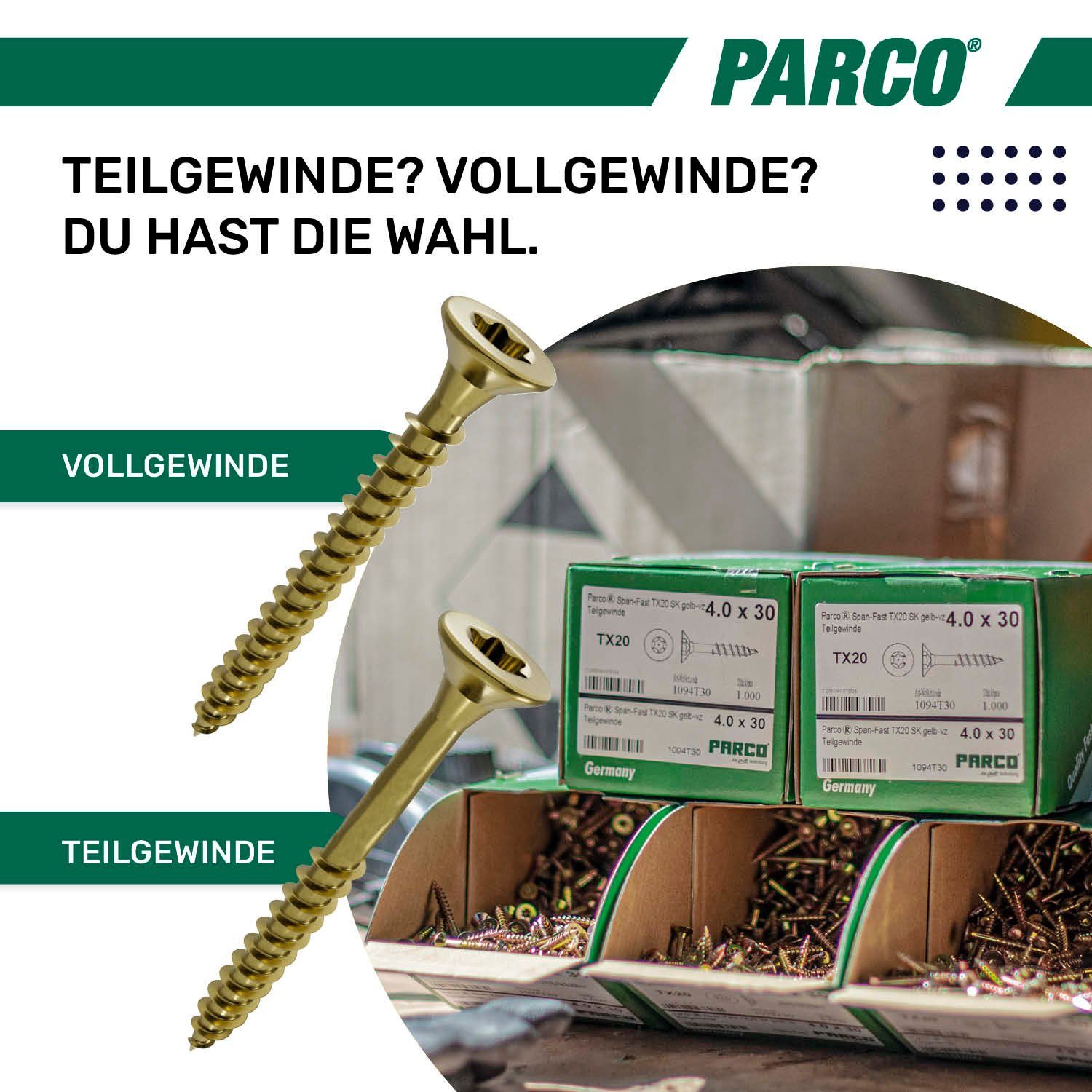PARCO Spanplattenschraube gelb verzinkt TX