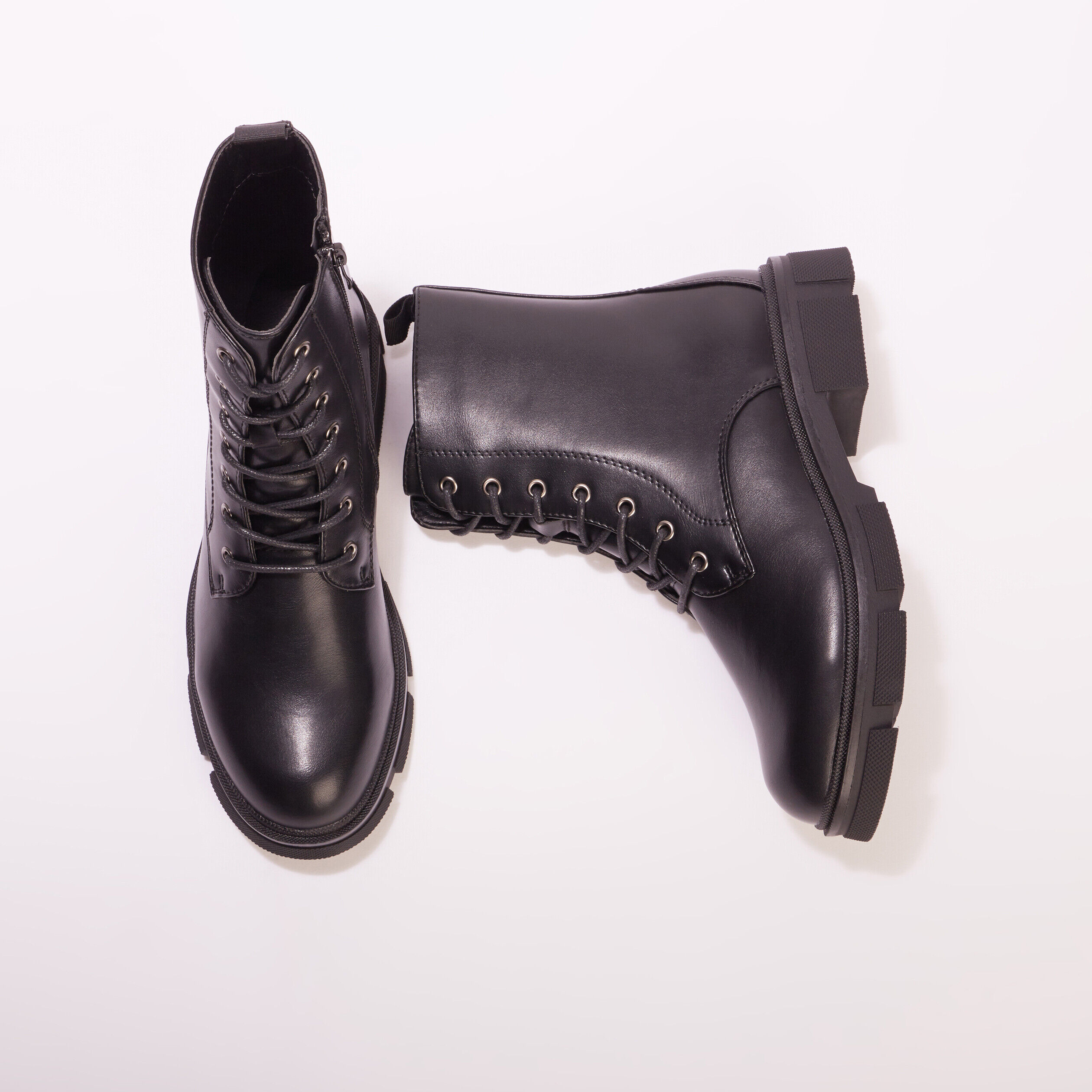 Bottines crantées zippées noir femme | Cache Cache