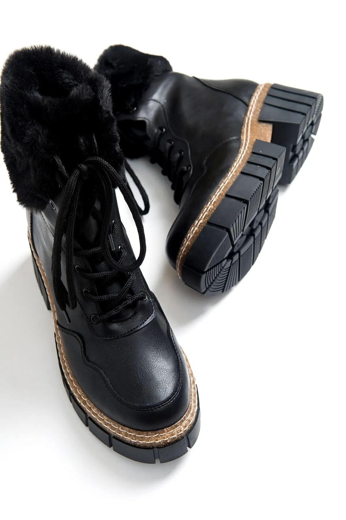 LuviShoes  Faith Black Skin Damenstiefel