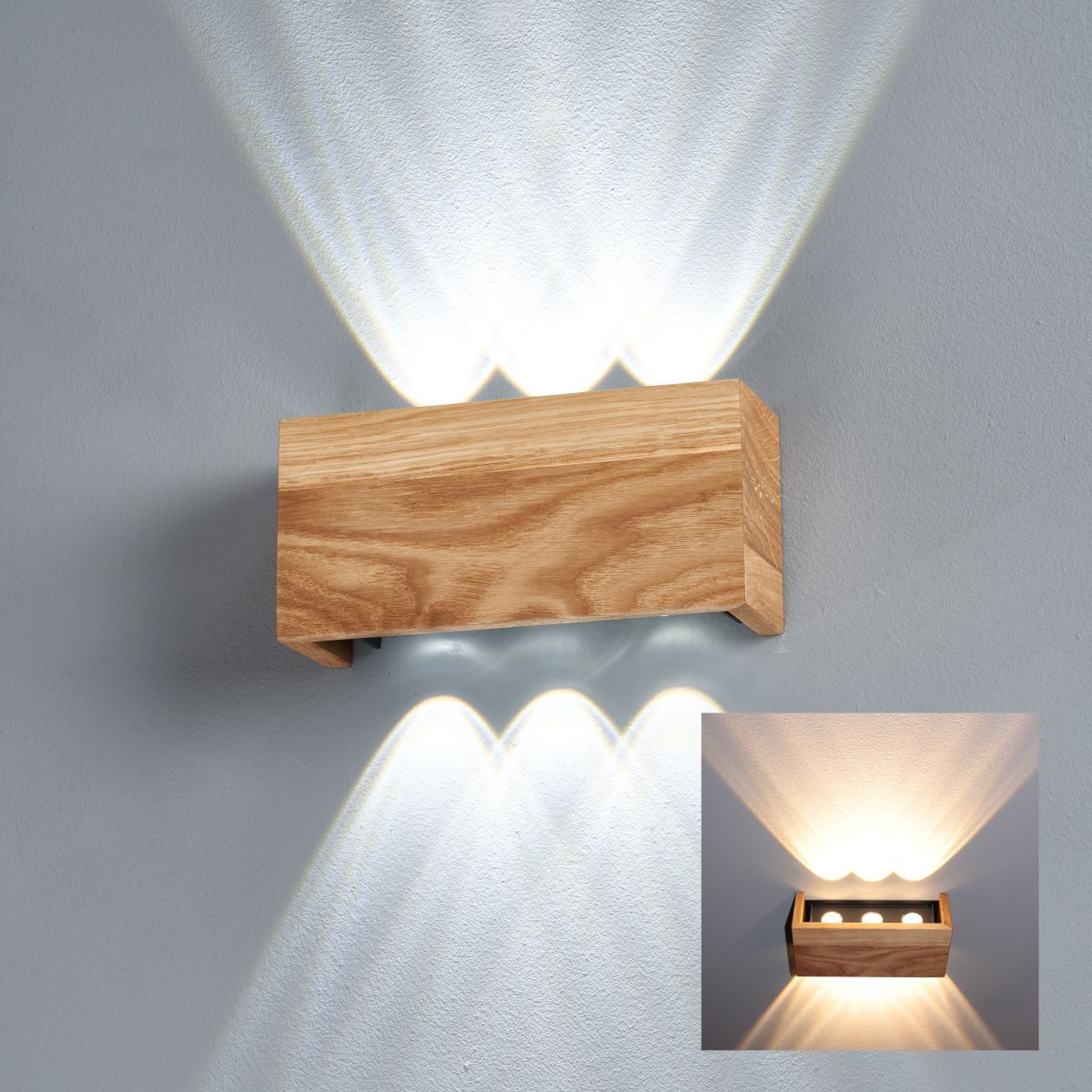 Fischer & Honsel 6-flg LED Wandlampe Shine-Wood 21 cm