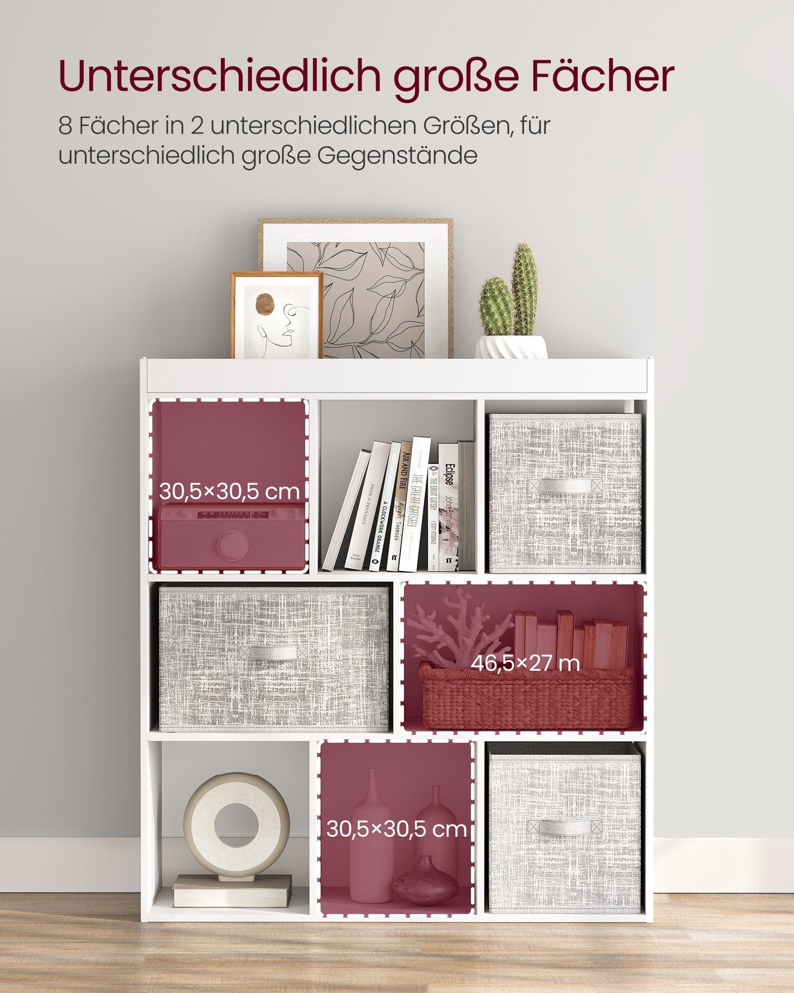 VASAGLE Bücherregal, Würfelregal, aus Holz, als Raumteiler,97,5 x 30 x 100 cm